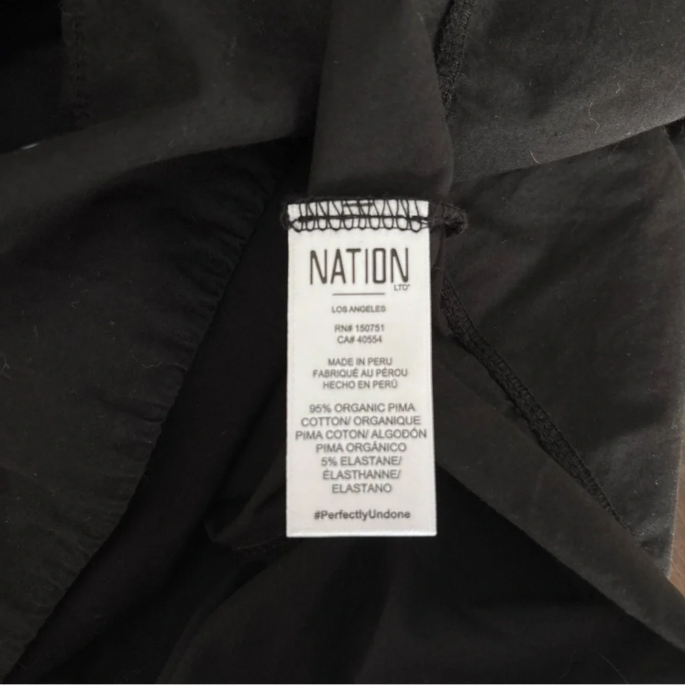 NWOT Nation Ltd Sadelle Black Stretch Cotton Midi Dress Size M